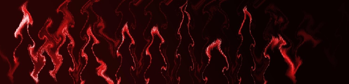 Red glowing wavy flame energy pattern texture on dark black background for abstract design