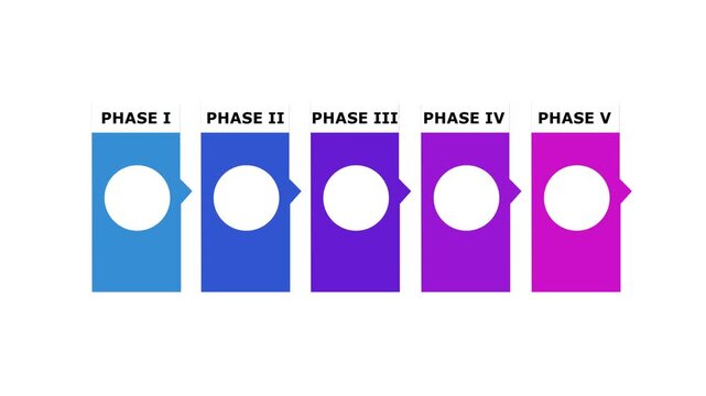 Animated with Commercial data.Business analytic info graphic 5 steps icon.
