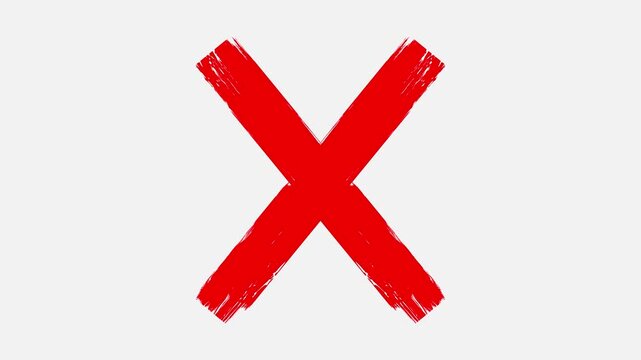 Red x mark a bold cross symbol is centered on a error background. Animated for no, decline, red,
stop,stop or band icon animation with alpha channel. wrong mark animation, red x symbol motion graphic.