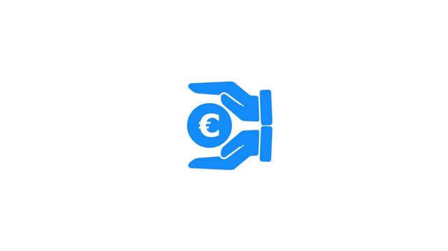Animated hands holding coin line icon. Earning extra money animation.Animated earning icon representing income and growth on a transparent background.
