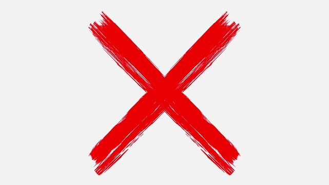 Red cross mark animation, 4k loopable with alpha channel.red cross mark, X brush mark on transparent background.
cross painted by wide brush, X cross Mark, Animated red x mark doodle hand drawn cross.