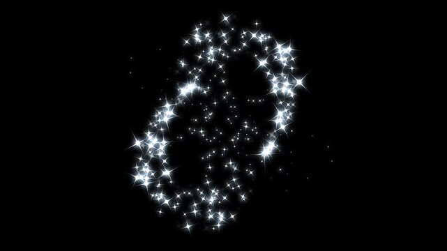 4K Twinkle star dust glitter line burst motion on black screen. fairy star sparkle effect, luminous white glitter trail, magical doodle blink star, shimmering particle start motion two curve pathway.