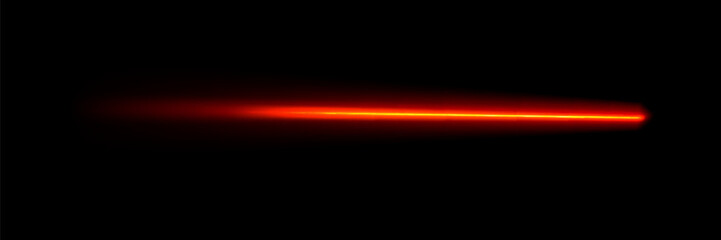 Obraz na płótnie Canvas Laser beam light ray isolated png transparent background with red neon glow and sparkle, bright flare effect