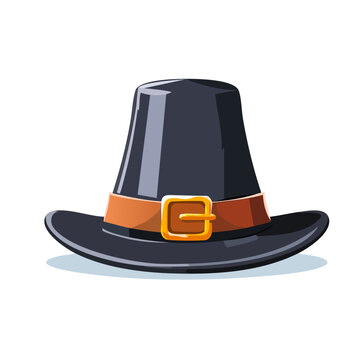 Pilgrim hat with buckle on white background