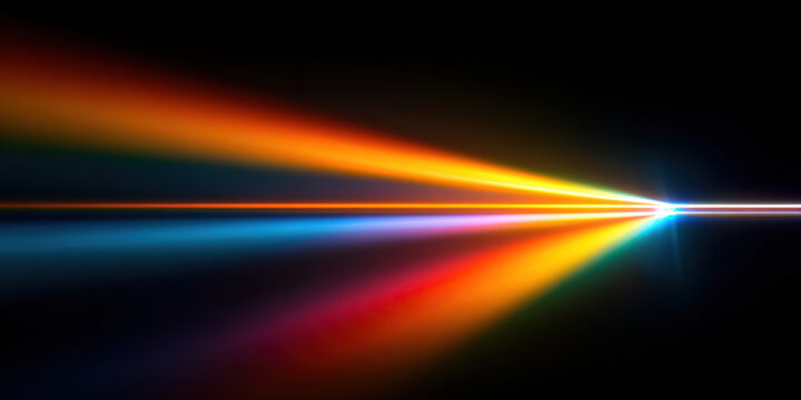 Prismatic light ray with vibrant color beam and dark background