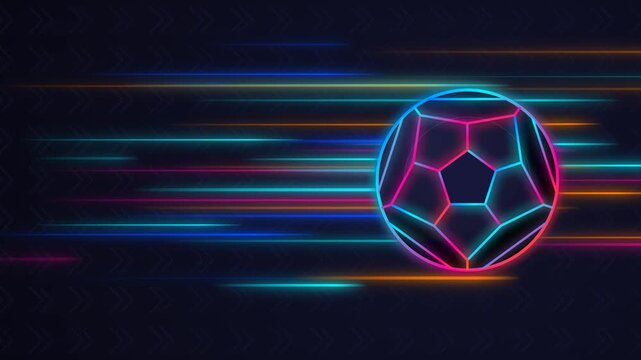 Motion Soccer Neon Ball Design on Dynamic Background for Digital Display