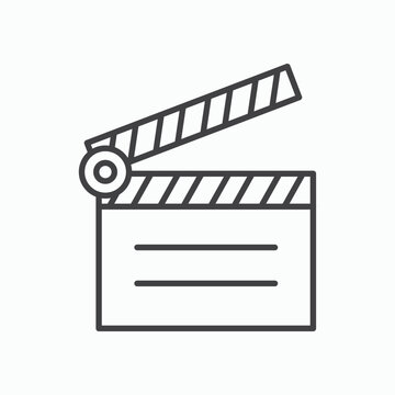 Film clapperboard icon design element isolated on white for web