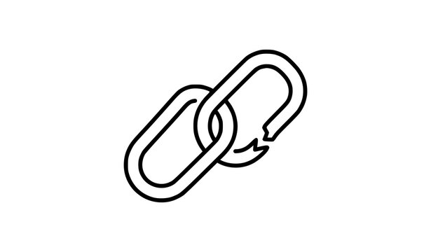 Weak Link Chain Outline Symbol Isolated Vector Icon for Security and Network Failure