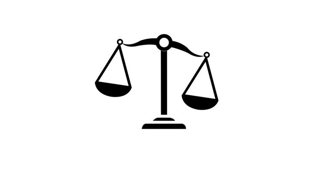 Animated justice icon.Scales icon, scales animation symbol of law, justice, rights.