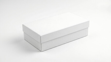 Fototapeta premium A pristine white cardboard box with a removable lid, offering a blank canvas for branding, storage, or thoughtful gift wrapping