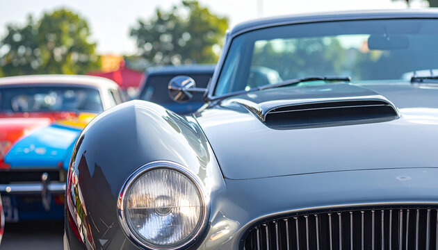 Classic Vintage Car Automotive Display at Outdoor Event.