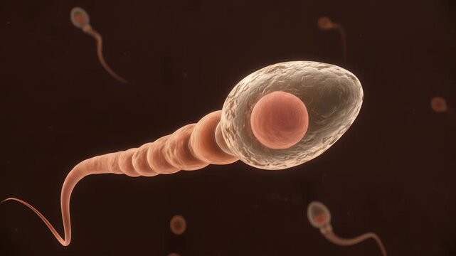 Microscopic animation of sperm cells swimming in fluid