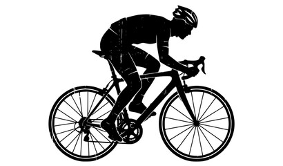 Fototapeta premium Road Cyclist Scratched Vector Silhouette Dynamic Racing Bicycle Sports Illustration
