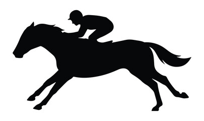 Fototapeta premium Jockey on horse racing icon Silhouette Vector black design on a white background