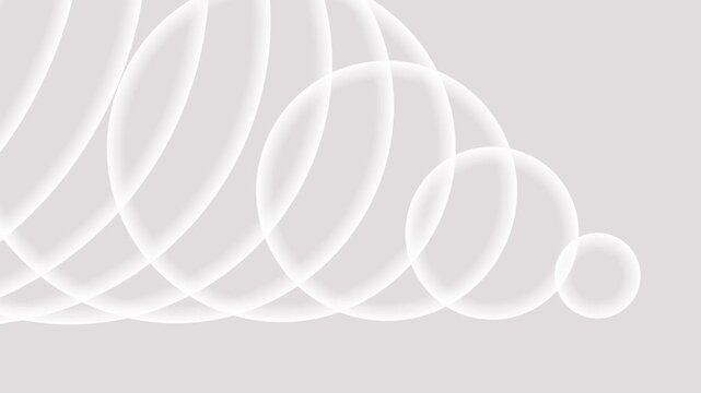 Soft White Intersecting Circles Forming a Gentle Wave Pattern on a Pale Gray Background with Subtle Gradient and Soft Glow Effect Creating a Minimalist and Serene Abstract Backgrounds and Digital