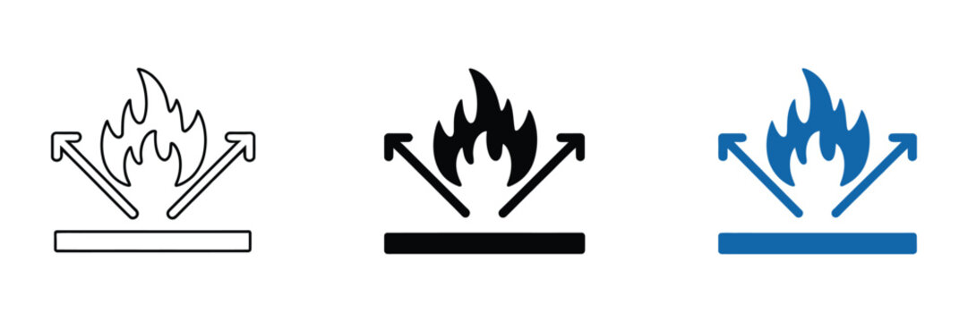 Fireproof Fire Resistant Material Icon Featuring Thermal Protection Concept with Burn Hazard Warning Symbol.