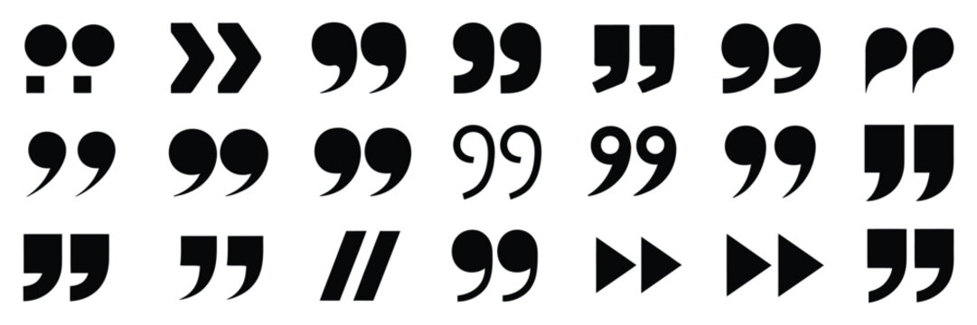 Quote Mark Speech Icons, quotation and dialogue symbols