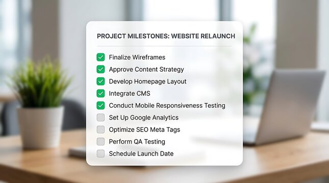 Project milestones checklist for digital website relaunch
