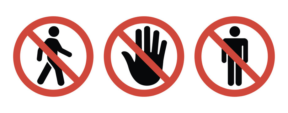 Forbidden Action Warning Signs Showing No Entry Symbols for Safety, Restriction, and Access Control.