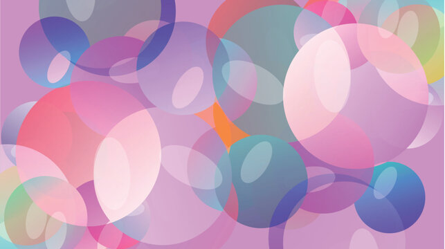 Colorful Abstract Bubbles Overlapping On Pink Background