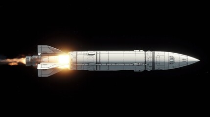 Fototapeta premium Powerful Space Rocket Launching into Darkness with Fiery Exhaust Trail
