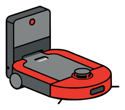 Modern robot vacuum cleaner flat vector icon. Generative AI