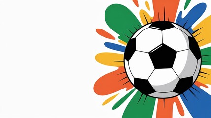 Fototapeta premium Dynamic Red Blue and Gold Graphic Emblem for World Cup Football Celebrations Featuring Stylized Trophy Silhouette and Bold Tournament Typography