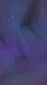 Vertical video. Cloud mix. Defocused ink stream. Mist color liquid swirl gradient water texture. Art blue violet shimmering vapor abstract background.