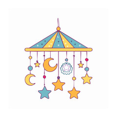 Fototapeta premium Cute baby mobile with moons and stars