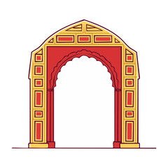 Fototapeta premium Ornate red and yellow archway illustration