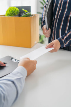 Asian businesswoman sent a letter of resignation to human resources