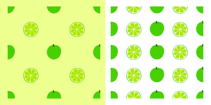 limes pattern background. flat illustration of lime seamless pattern. lime fruit pattern theme. green lime drink packaging.