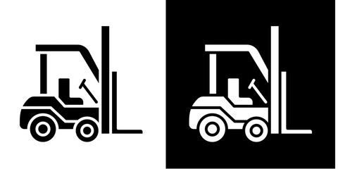 Forklift Truck  Icon Set White Glyph Style Collection © IconicStitch