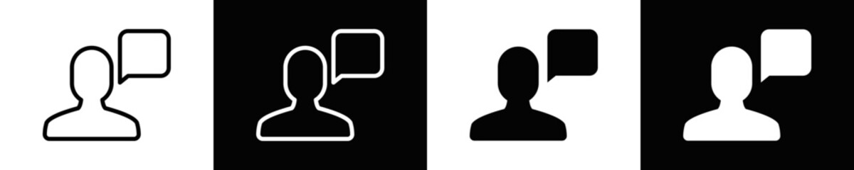 Fototapeta premium Speaking Person Icon Set White And Black Background Style