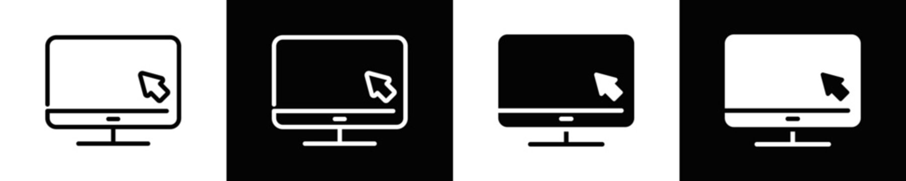 Computer Operating Icon Set White And Black Background Style