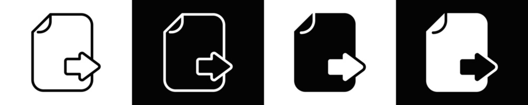 File Forwarding Icon Set White And Black Background Style
