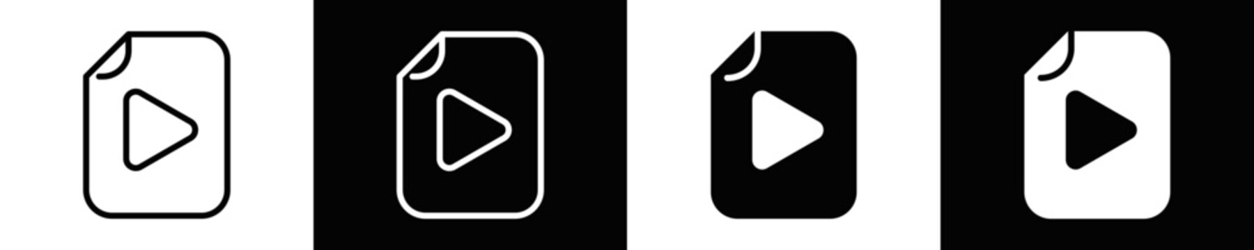 Video File Format Icon Set White And Black Background Style