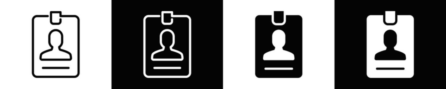 Id Card Icon Set White And Black Background Style