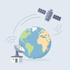 A satellite orbits the planet and sends signals to a station © Sarah