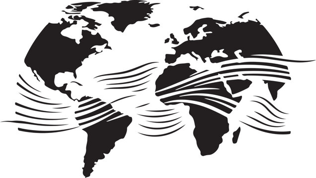 El Nino wind pattern, global weather map, Pacific Ocean current, and climate change vector illustration. isolated transparent background