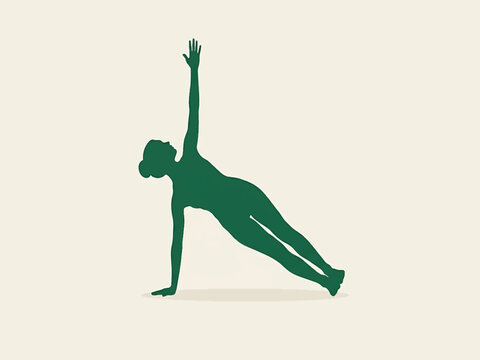 A detailed silhouette illustration of a woman performing a seated spinal twist yoga pose, known as Ardha Matsyendrasana, on a light background.