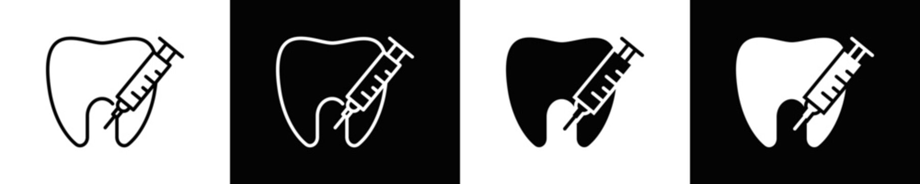 Anesthesia Icon Set White And Black Background Style
