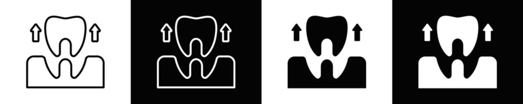 Tooth Extraction Icon Set White And Black Background Style