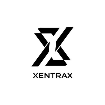 XentraX sharp triangular loop emblem with directional geometric styling Vector illustration