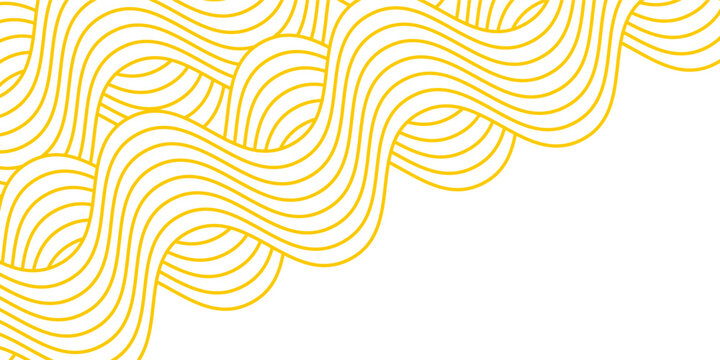 Curvy yellow lines. Ramen or noodle pattern. Pasta, tagliatelle or capellini background. Wavy spaghetti texture.