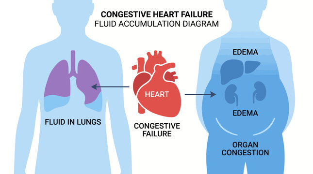 Congestive Heart Failure Fluid Accumulation Organ Diagram