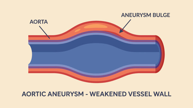 Aortic Aneurysm Bulging Weakened Vessel Wall Cross Section