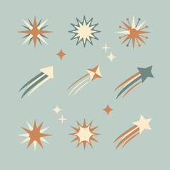 Obraz premium A collection of various decorative star shapes on a soft background