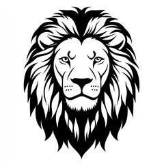 Obraz premium Lion face linear illustration wildlife animal.