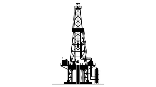 Industrial oil rig drilling tower silhouette